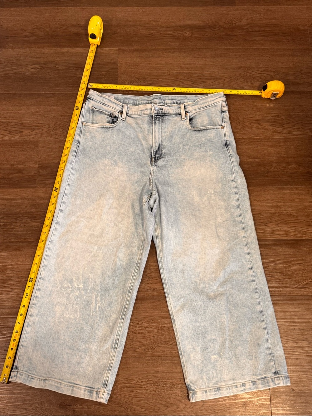 GAP High Rise Stride Ankle Wide Leg Jeans Light Wash Bleached Denim